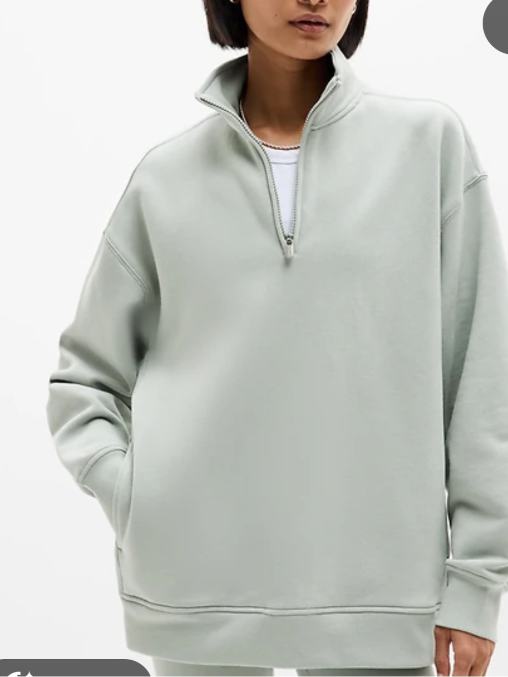 Athleta Forever Fleece 1/4 Zip Sweatshirt pullover oversized fit XL